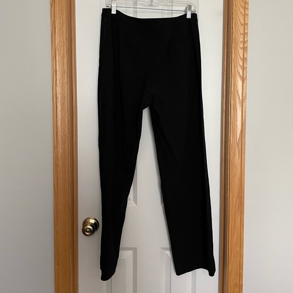 Eileen Fisher Black Tuxedo Style Trouser Pants Virgin Wool Blend Size Medium - Picture 10 of 12